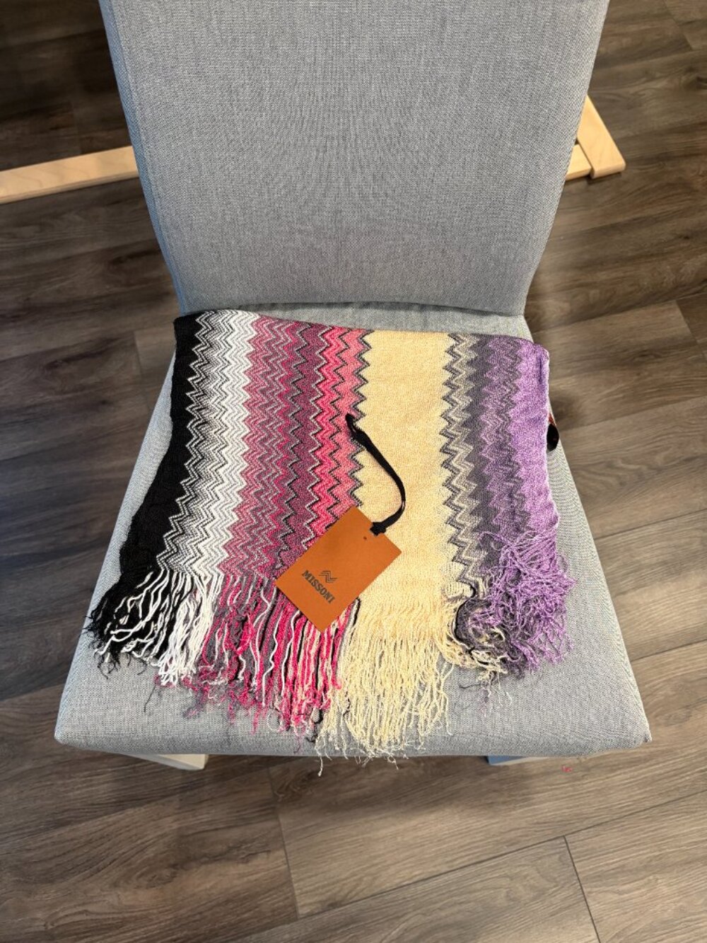 Multicolours Missoni Zig-Zag Fringe Scarf, viscose